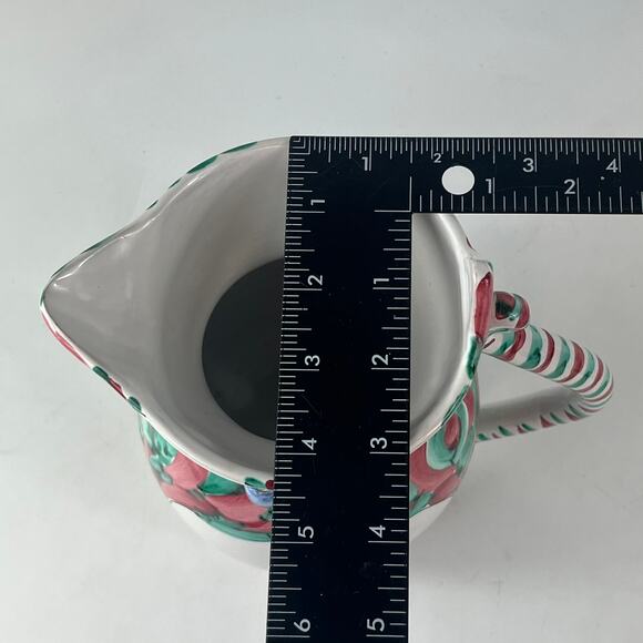 Kitty Cat Pitcher Vintage Hand Painted Italian Glazed Green Red 2105/2 Carafe - Picture 10 of 14